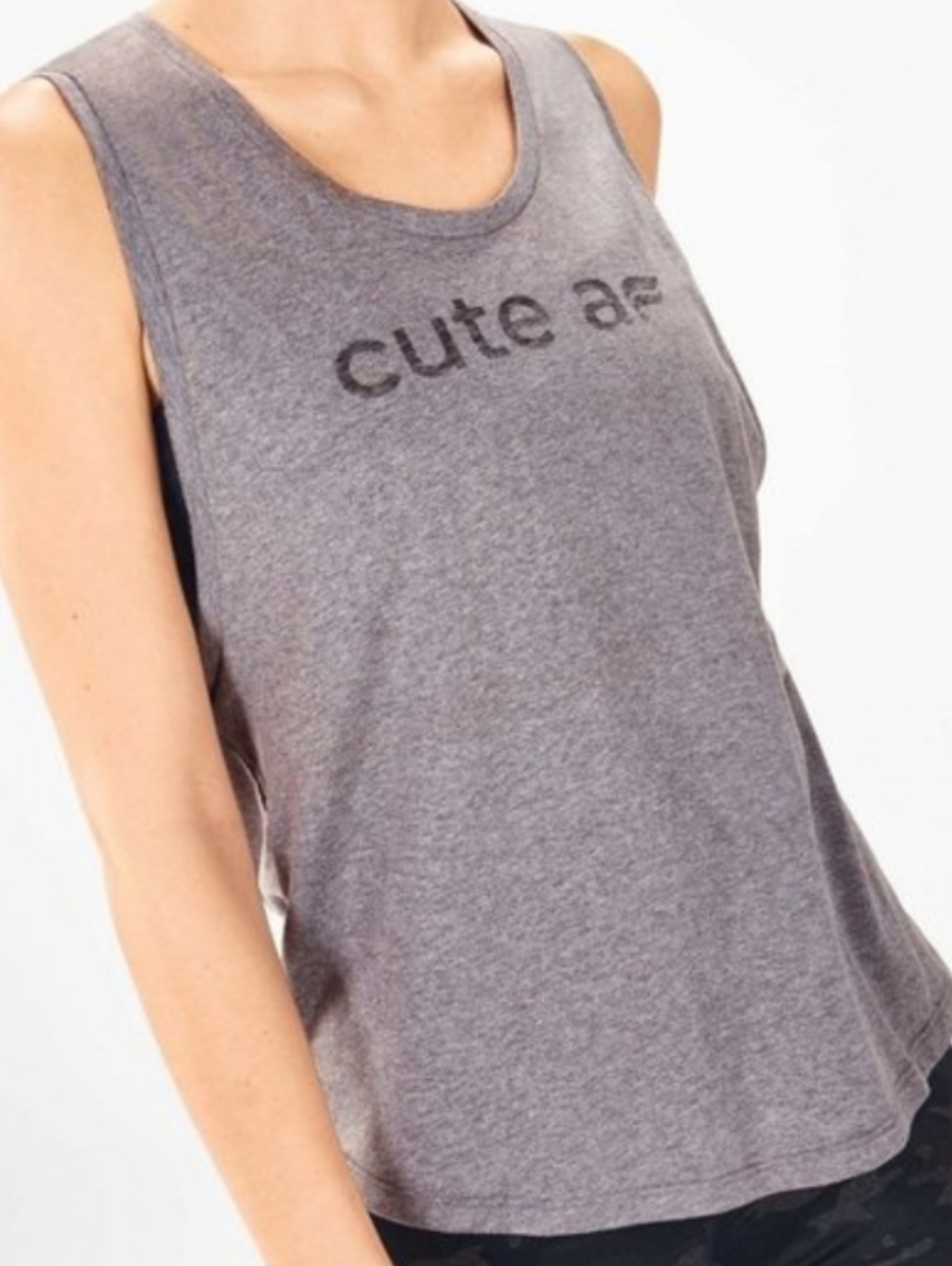 Fabletics Cute AF gray muscle tank, large